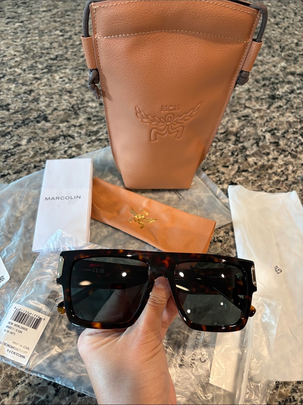 NWT MCM Havana Women’s Sunglasses with Crossbody Pouch Sunglasses